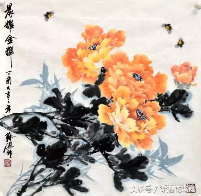 ภาพวาดพู่กันจีนรูปดอกโบตั๋น ภาพวาดพู่กันจีนรูปดอกโบตั๋น