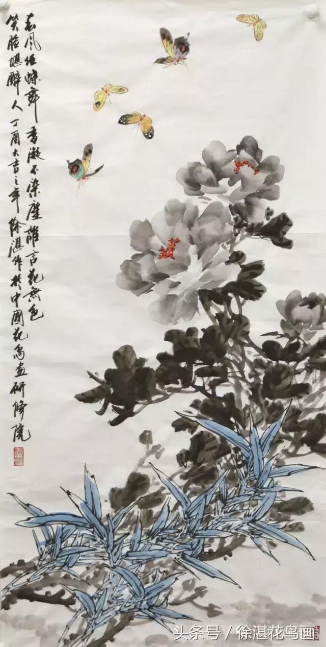 ภาพวาดพู่กันจีนรูปดอกโบตั๋น ภาพวาดพู่กันจีนรูปดอกโบตั๋น