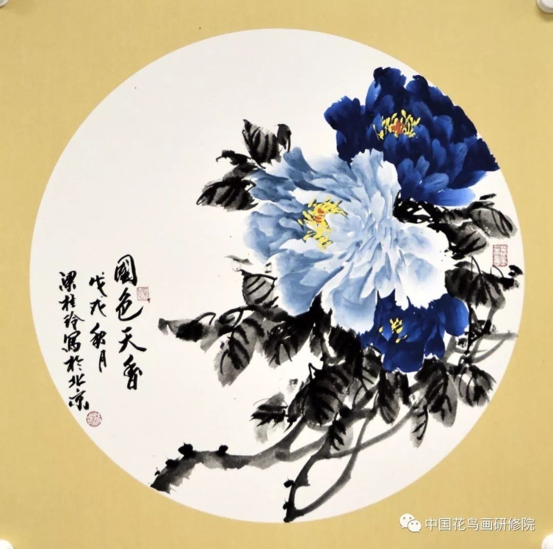 ภาพวาดพู่กันจีนรูปดอกโบตั๋น