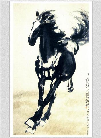 ภาพรูปวาดม้าแปดตัว-ม้ามงคล-หมึกจีน-xubeihong