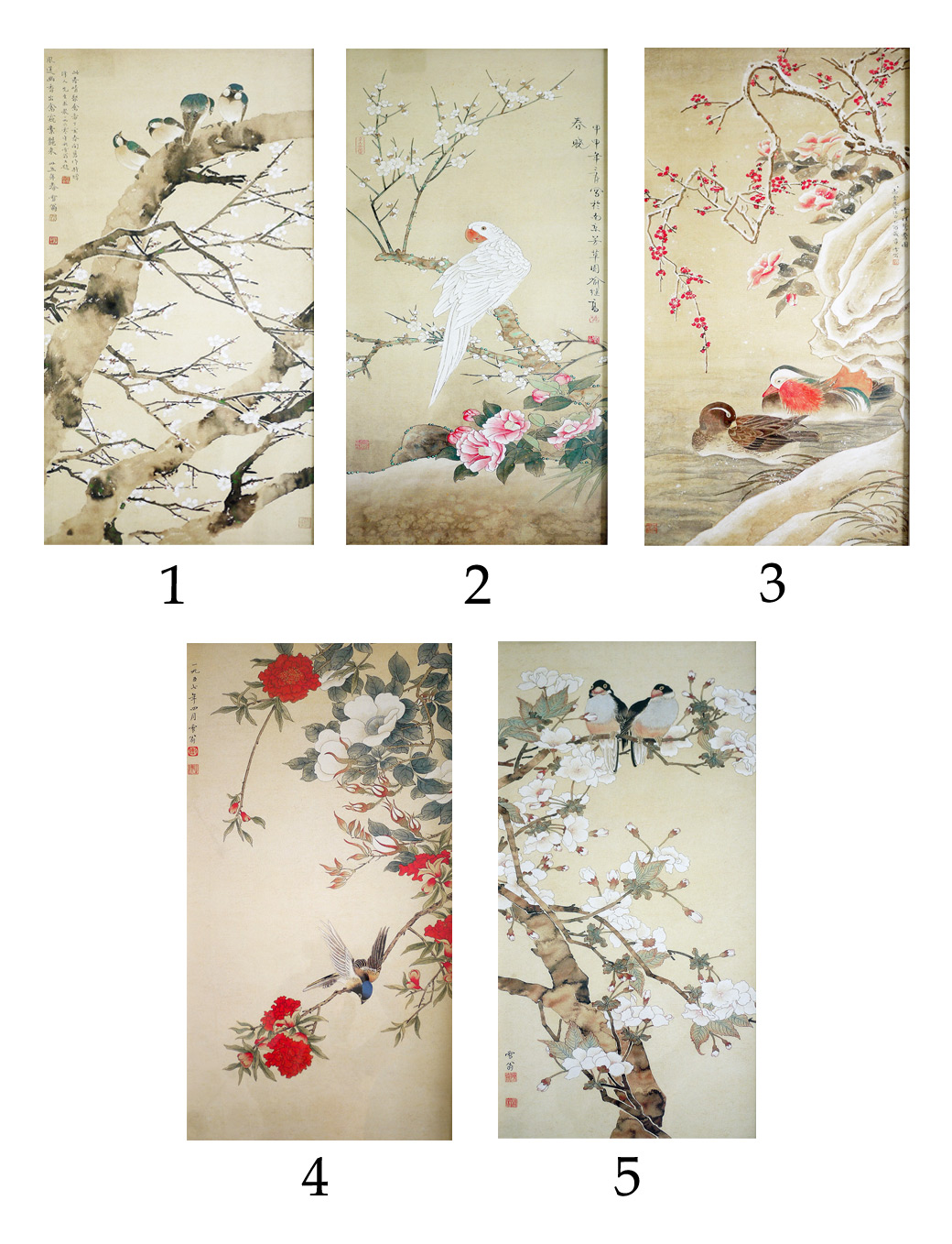 ภาพตกแต่งผนังสไตล์จีนญี่ปุ่นโอเรียนทอลรูปนกและดอกไม้