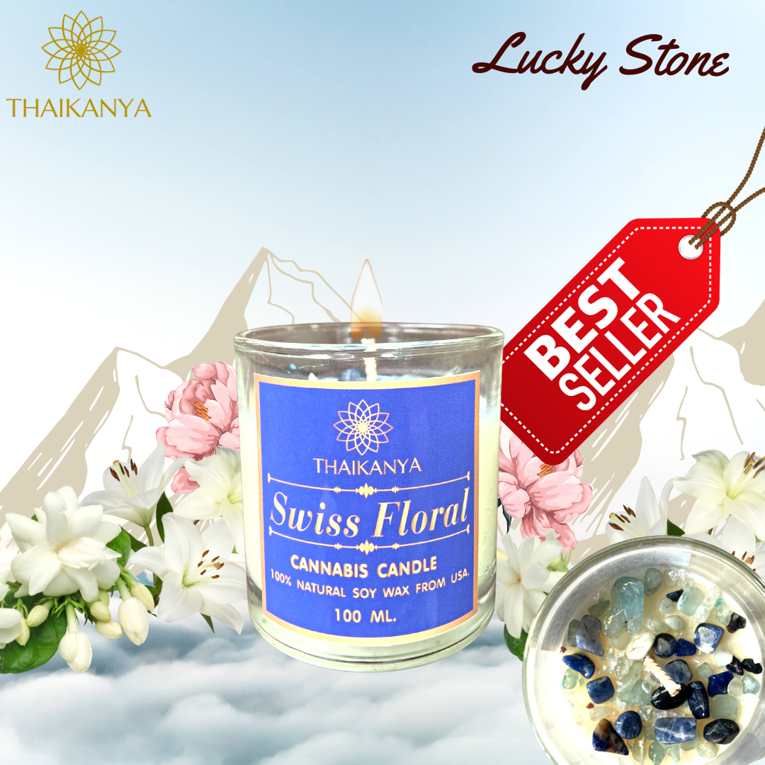 CBD AROMATIC CANDLE & LUCKY STONE (SWISS FLORAL)