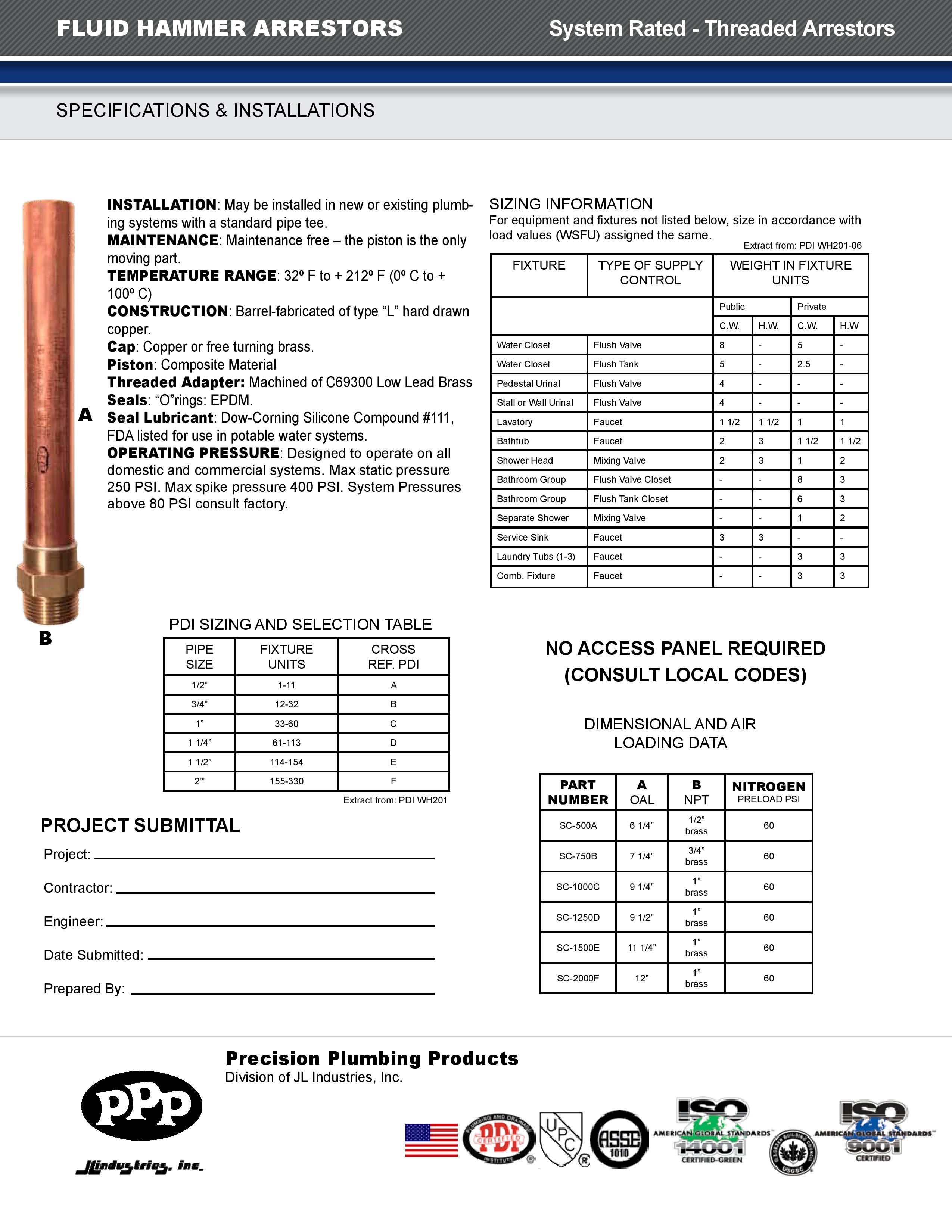 PPP, WATER HAMMER ARRESTOR - Flowautomech