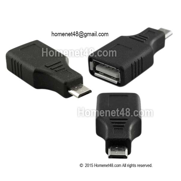 หัวต่อ Micro USB (M) to USB (F) ชนิดหัวหุ้ม USB อยู่ด้านใน