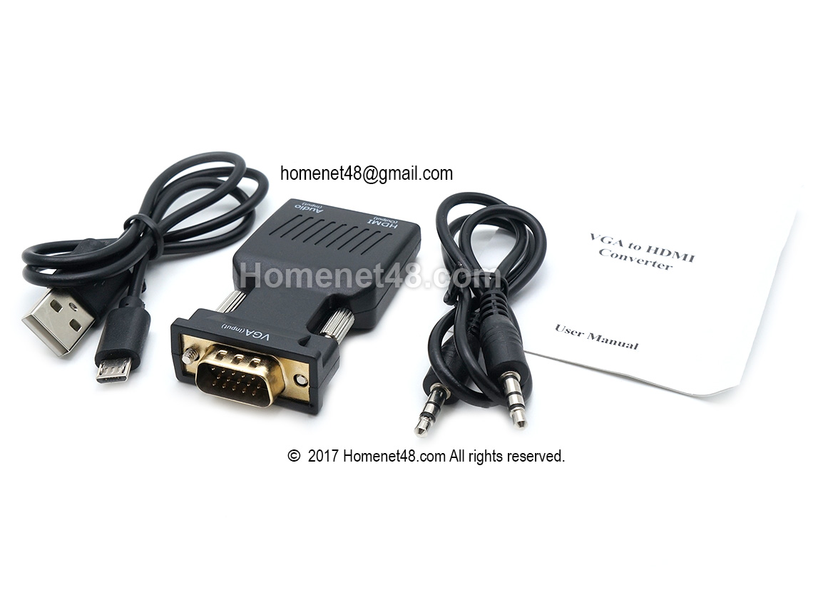 หัวแปลง Port VGA (M) เป็น HDMI (F) + Audio