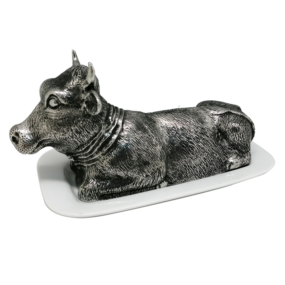 Pewter Butter Dish Cow pewtersmiths