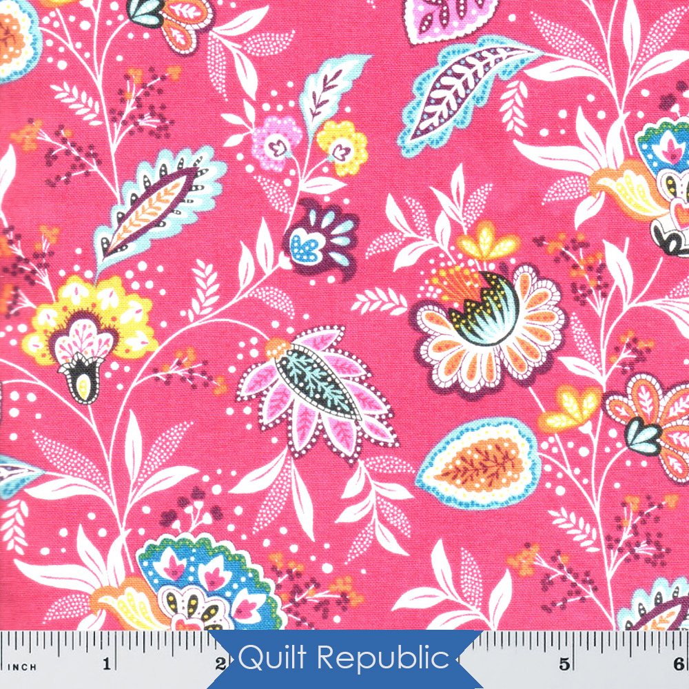 Andover Fabrics Jewel Tones Exotic Floral Pink quiltrepublic