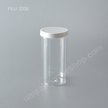 กระบอก แข็งใส 420 ml + ฝาขาว (Cylinder Hard Plastic Case) NO0775+1
