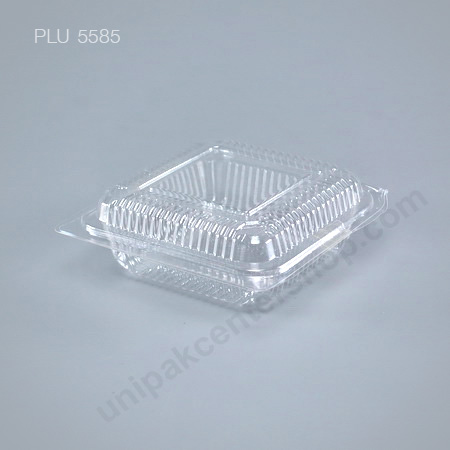 กล่องใส สี่เหลี่ยม เตี้ย-M 9.5x9.65x3.45 (Medium Flat Square Clear Food Box) (TP-30)
