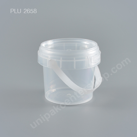 ถัง Safety Seal กลม PP + ฝานูนใส + หูหิ้ว (280 ml) NO.1636