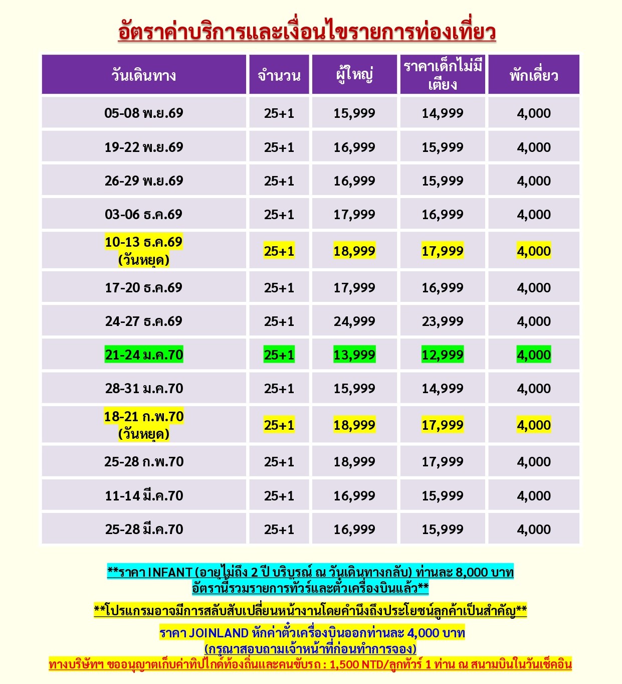 ทัวร์ไต้หวัน 2569-2570 อารมณ์ดีทัวร์