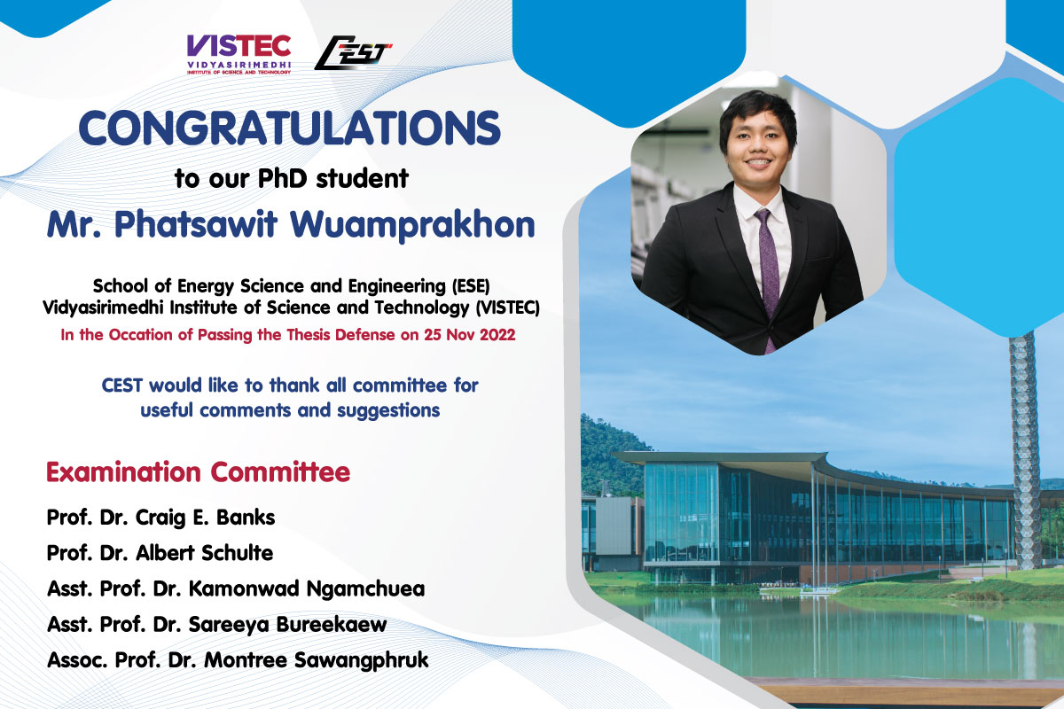 CONGRATULATIONS !!! to our Ph.D. student Mr. Phatsawit Wuamprakhon