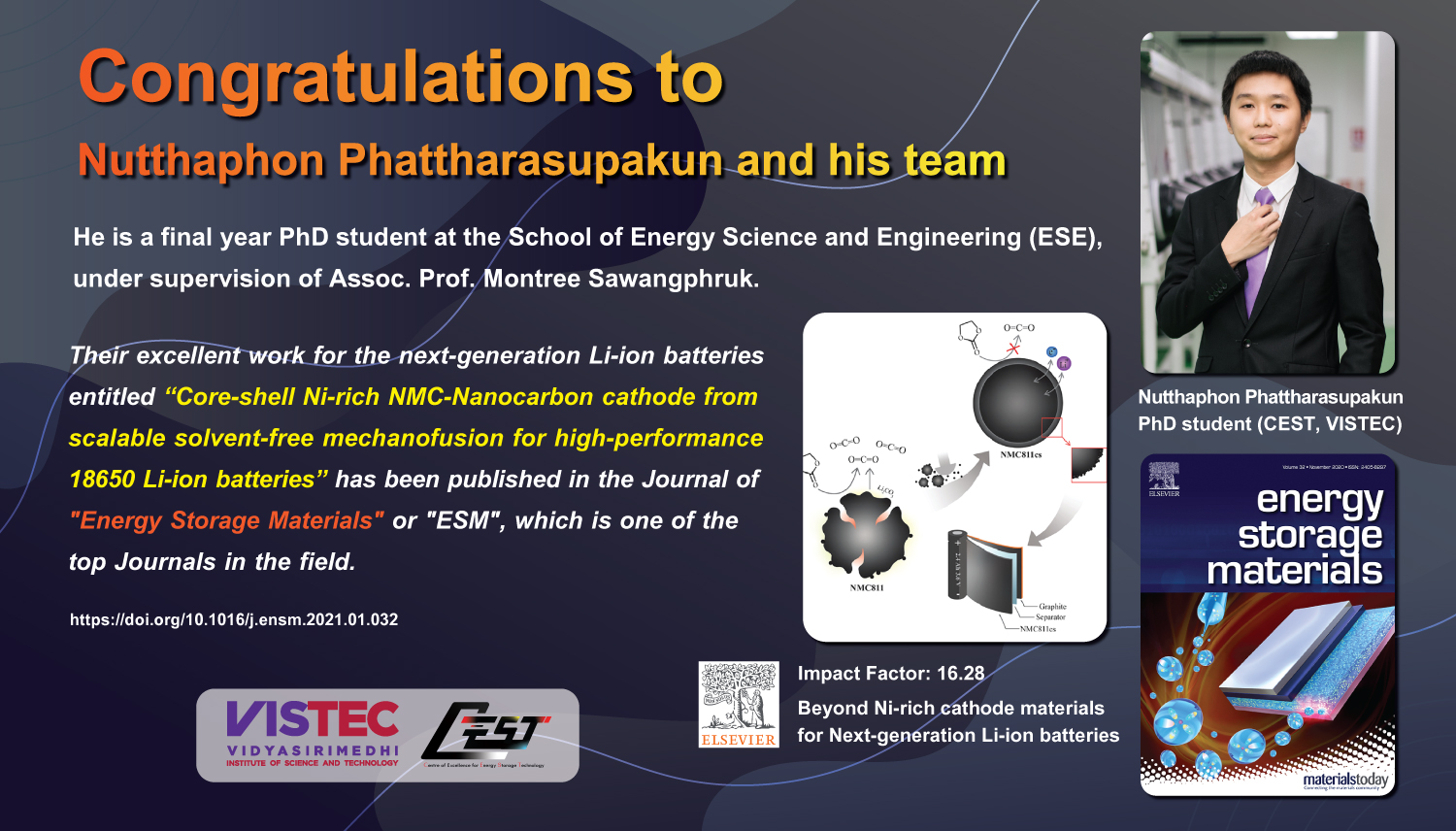 Congratulations to Nutthaphon Phattharasupakun and his team!