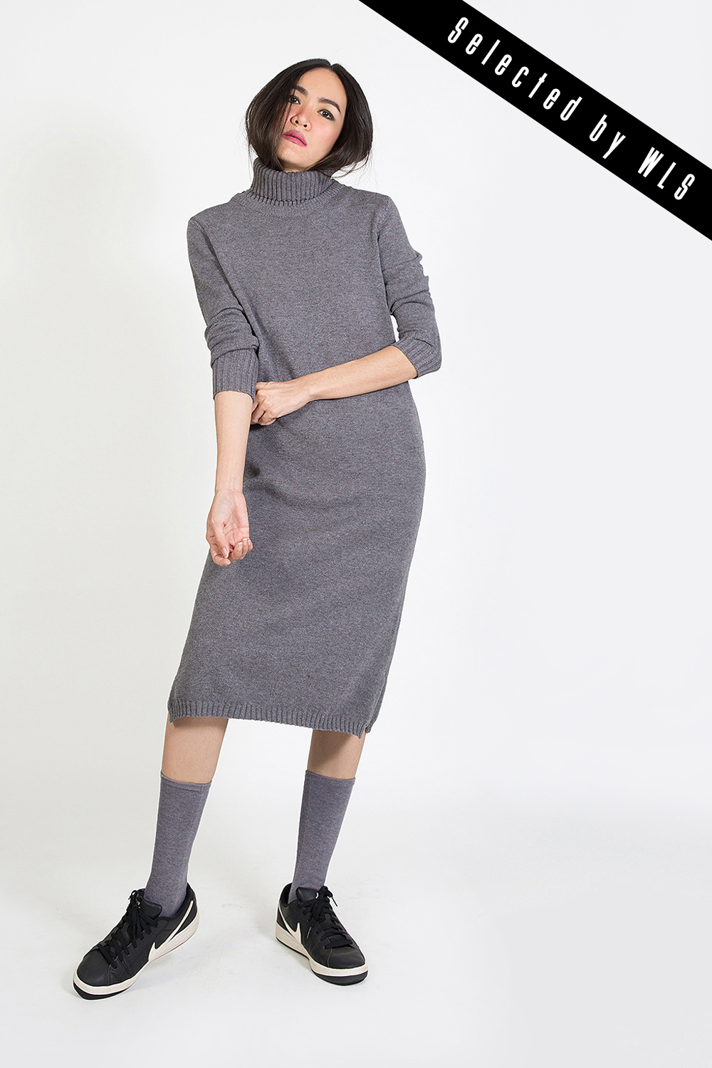 เดรสไหมพรมแคชเมียร์  Sweater Dresses  (with Split Turtleneck)  Selected  by WLS