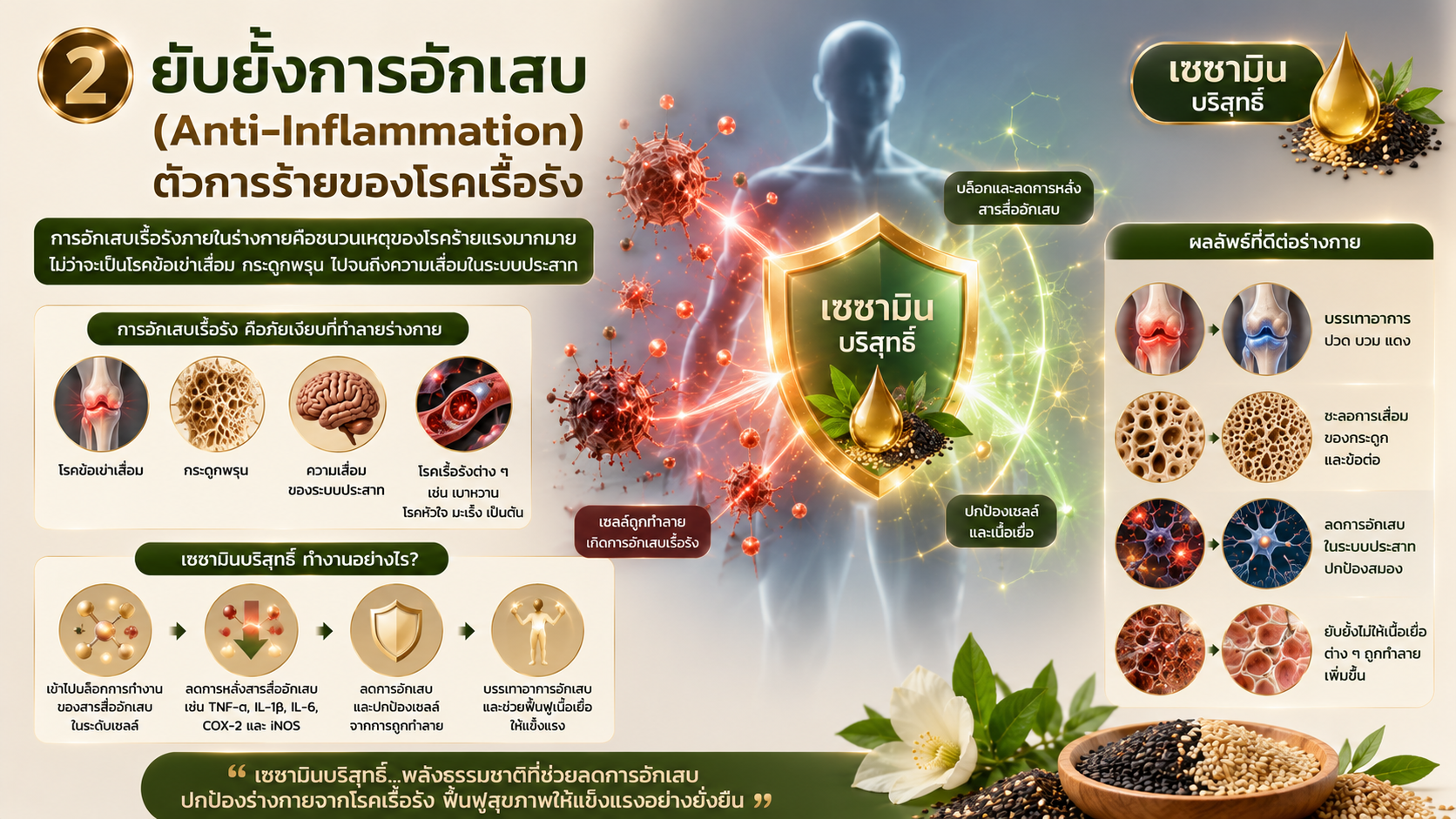 ประโยชน์เซซามิน ยับยั้งการอักเสบ เอมมูร่า เซซามิน