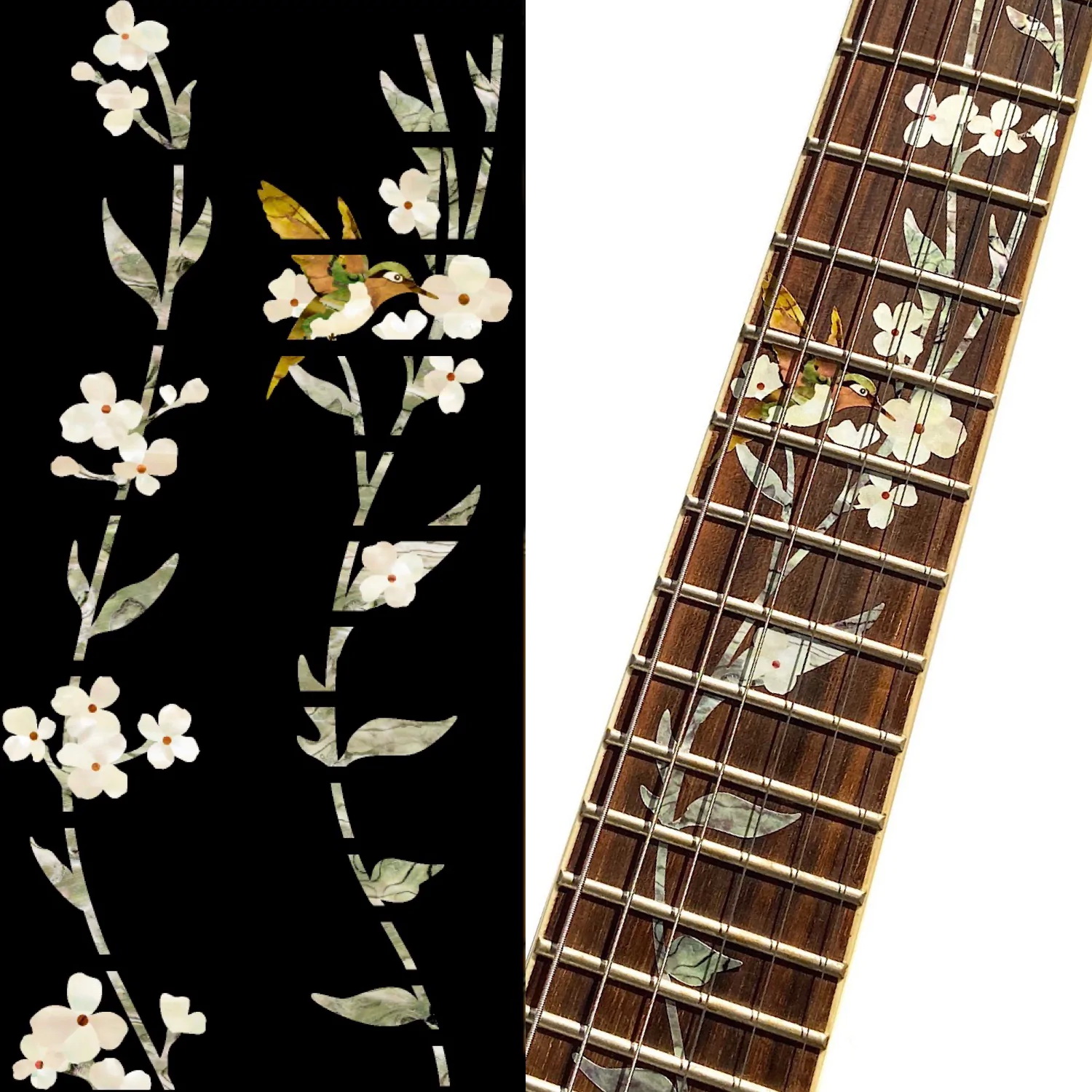 Tree Of Life Hummingbird Fret Markers Inlay Sticker for Guitarsy)