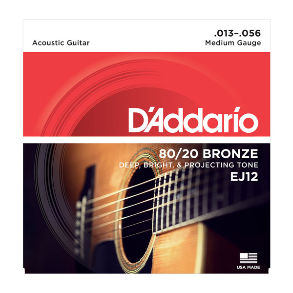 D'Addario EJ12 80/20 Bronze Acoustic Medium 13-56