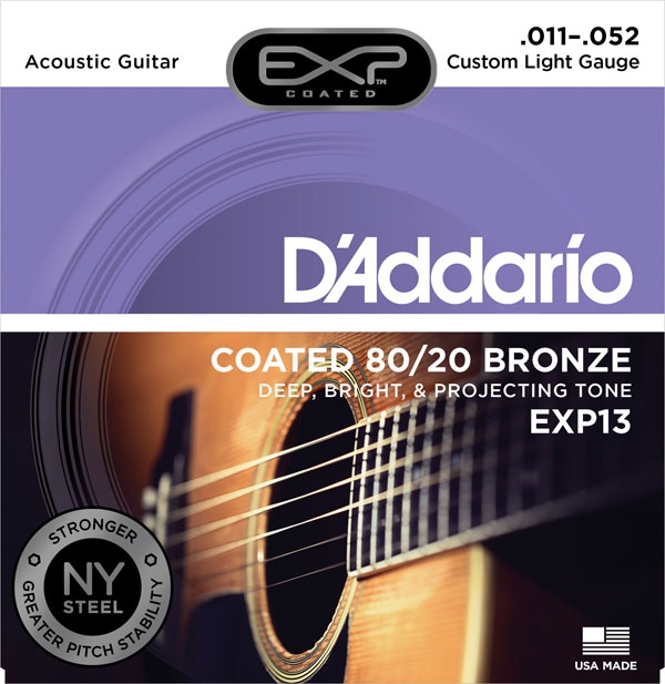 D'Addario EXP13 Coated 80/20 Bronze Acoustic Custom Light 11-52