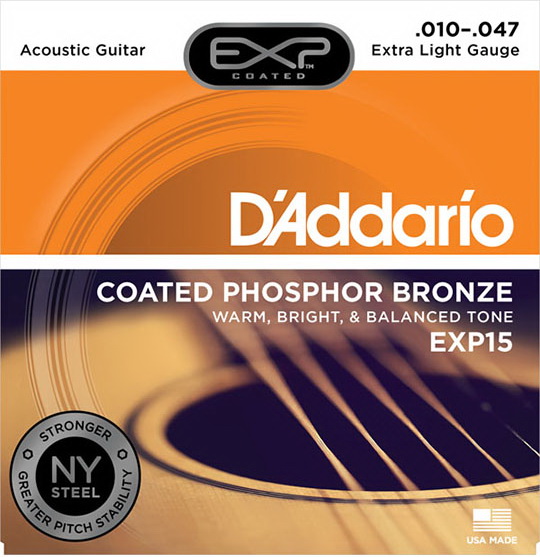 D'Addario EXP15 Coated Phosphor Bronze Acoustic Extra Light 10-47