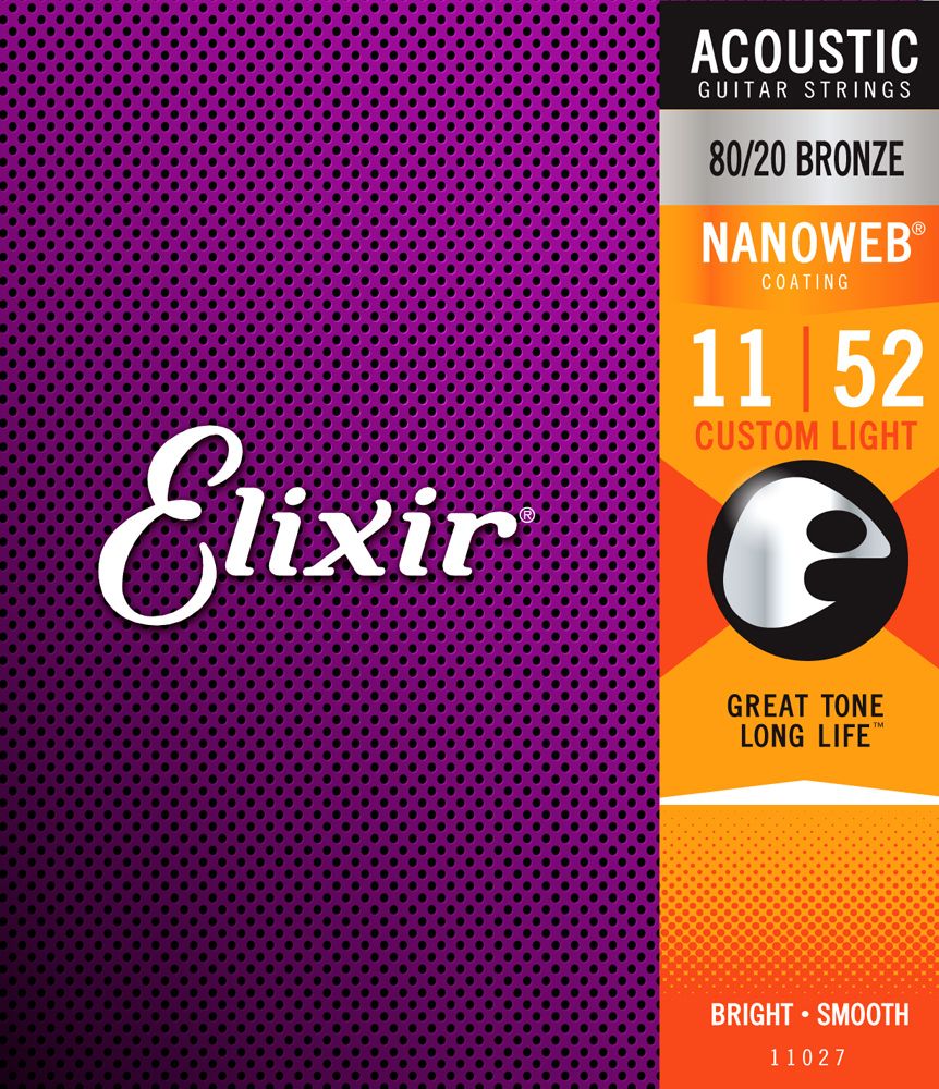 Elixir 80/20 Bronze Nanoweb Anti-rust Custom Light 11-52