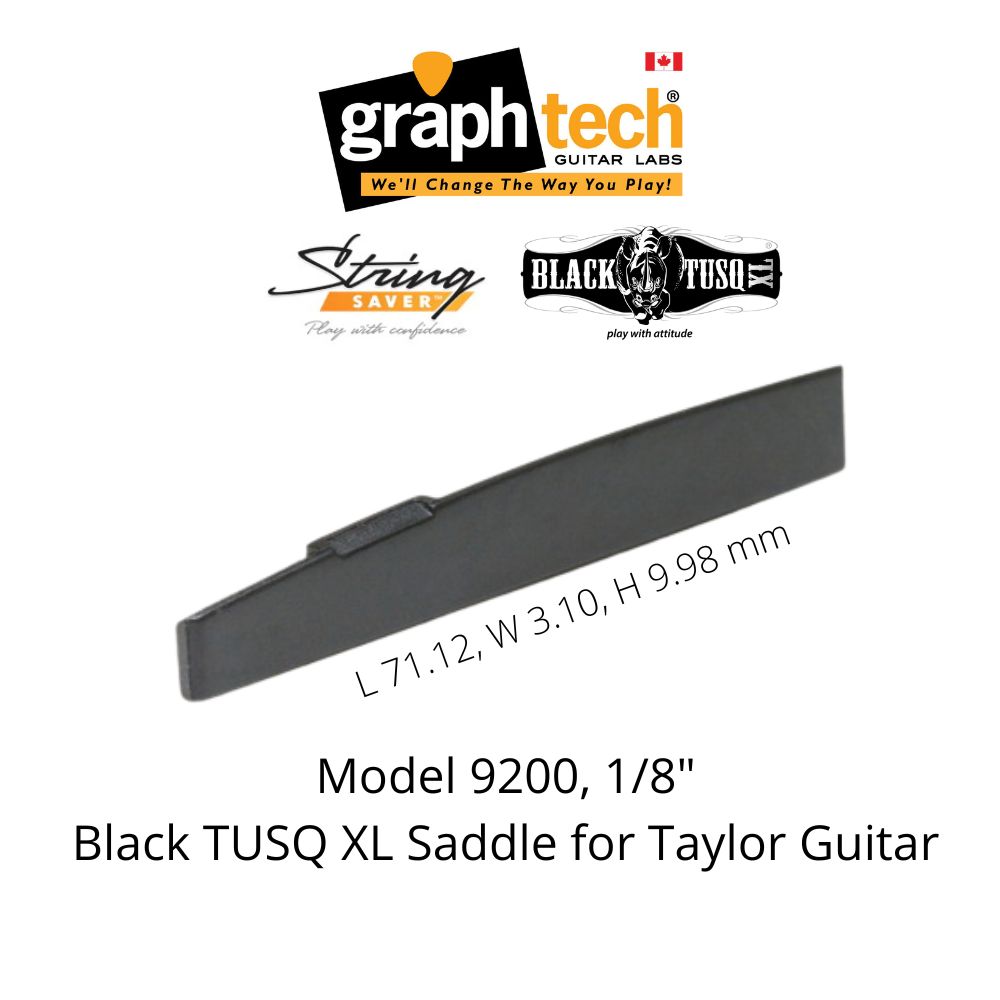 Black TUSQ Saddle PS-9200 1/8" Compensated for Taylor Guitar