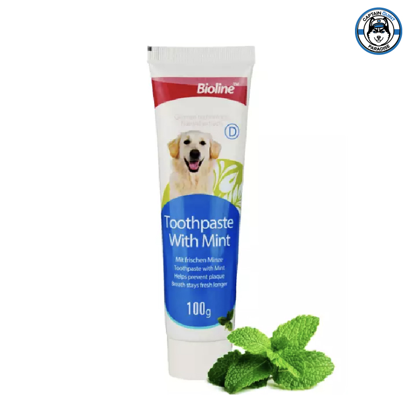 Bioline Toothpaste ยาสีฟันไบโอไลน์ กลิ่นมิ้นท์และเนื้อ สำหรับสุนัขและแมว 100g.