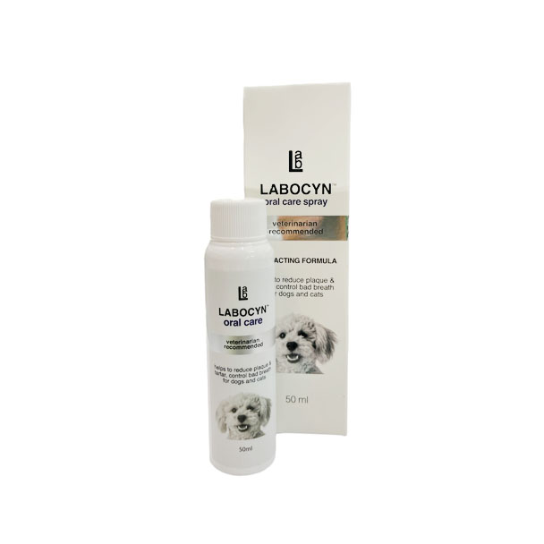 Labocyn Oral Care Spray 50ml. ลาโบซิน สเปรย์ดูแลช่องปาก สำหรับสัตว์เลี้ยง ดับกลิ่นปากภายใน 1 นาที ลดคราบหินปูน