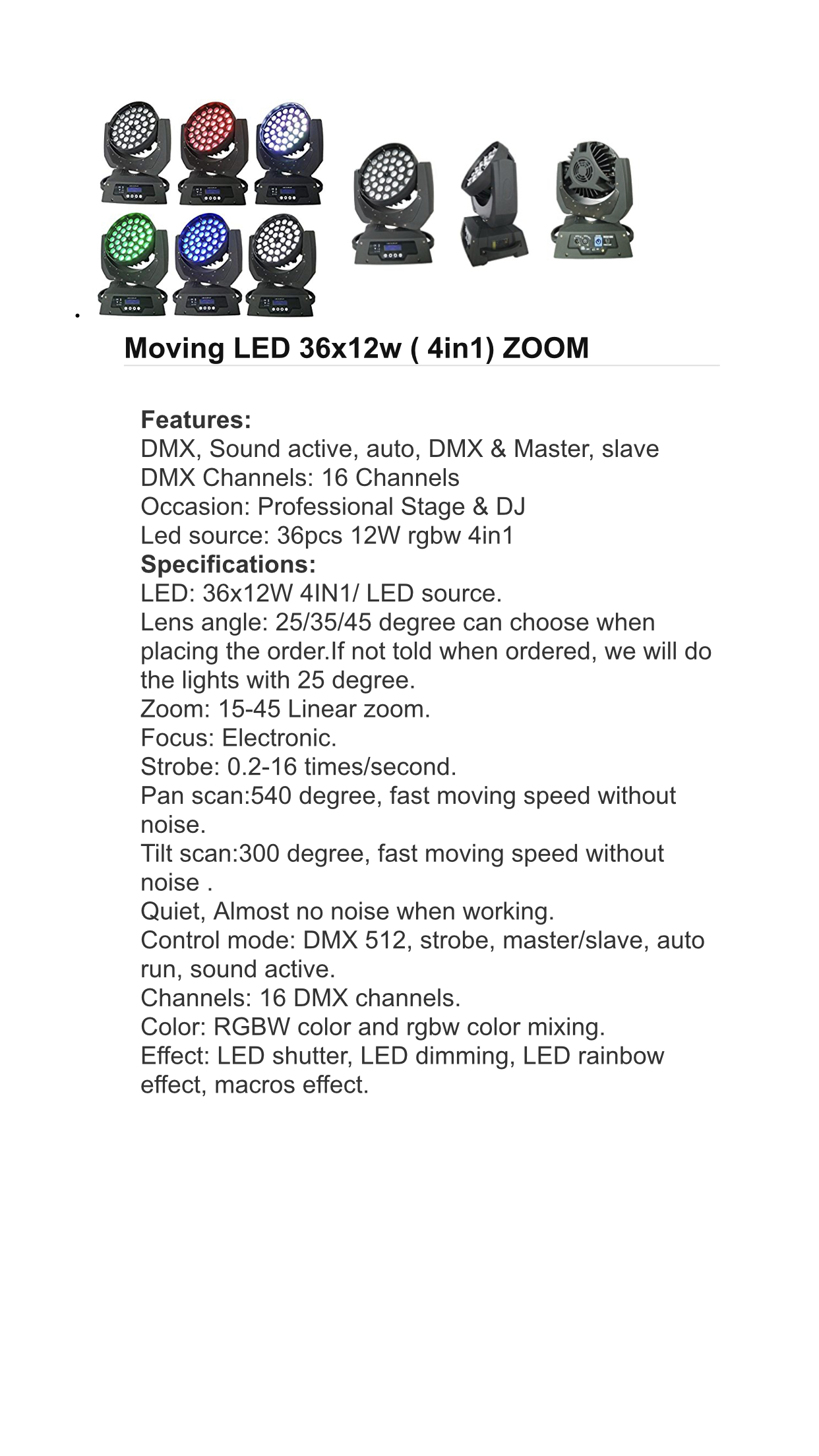 Moving LED 36x12w (4in1) ZOOM