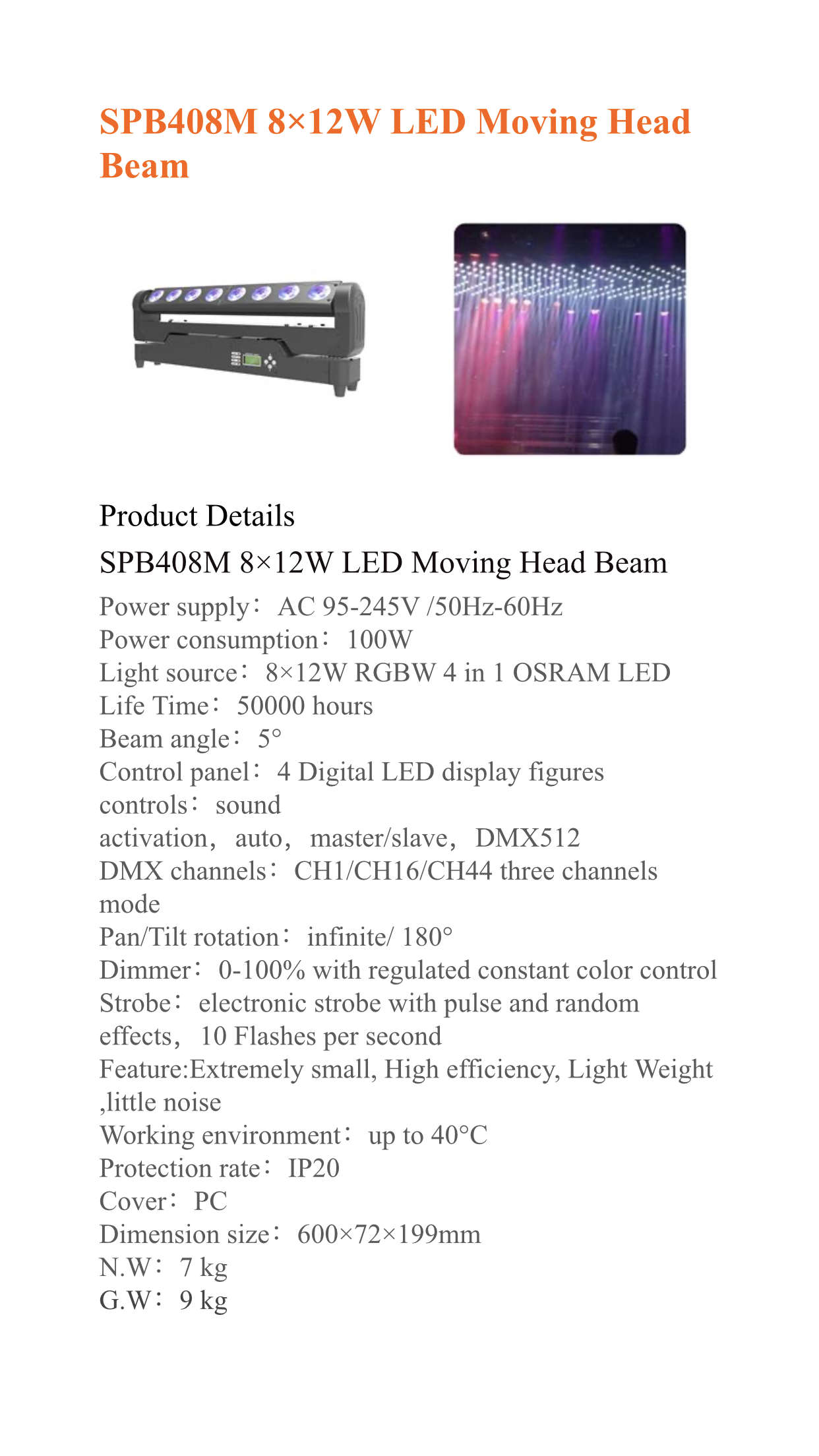 SPB 408 M 8x12w LED MOVING  HEAD BAEM