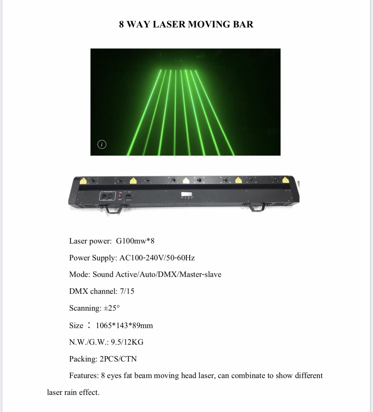 Moving Laser 8 way green color