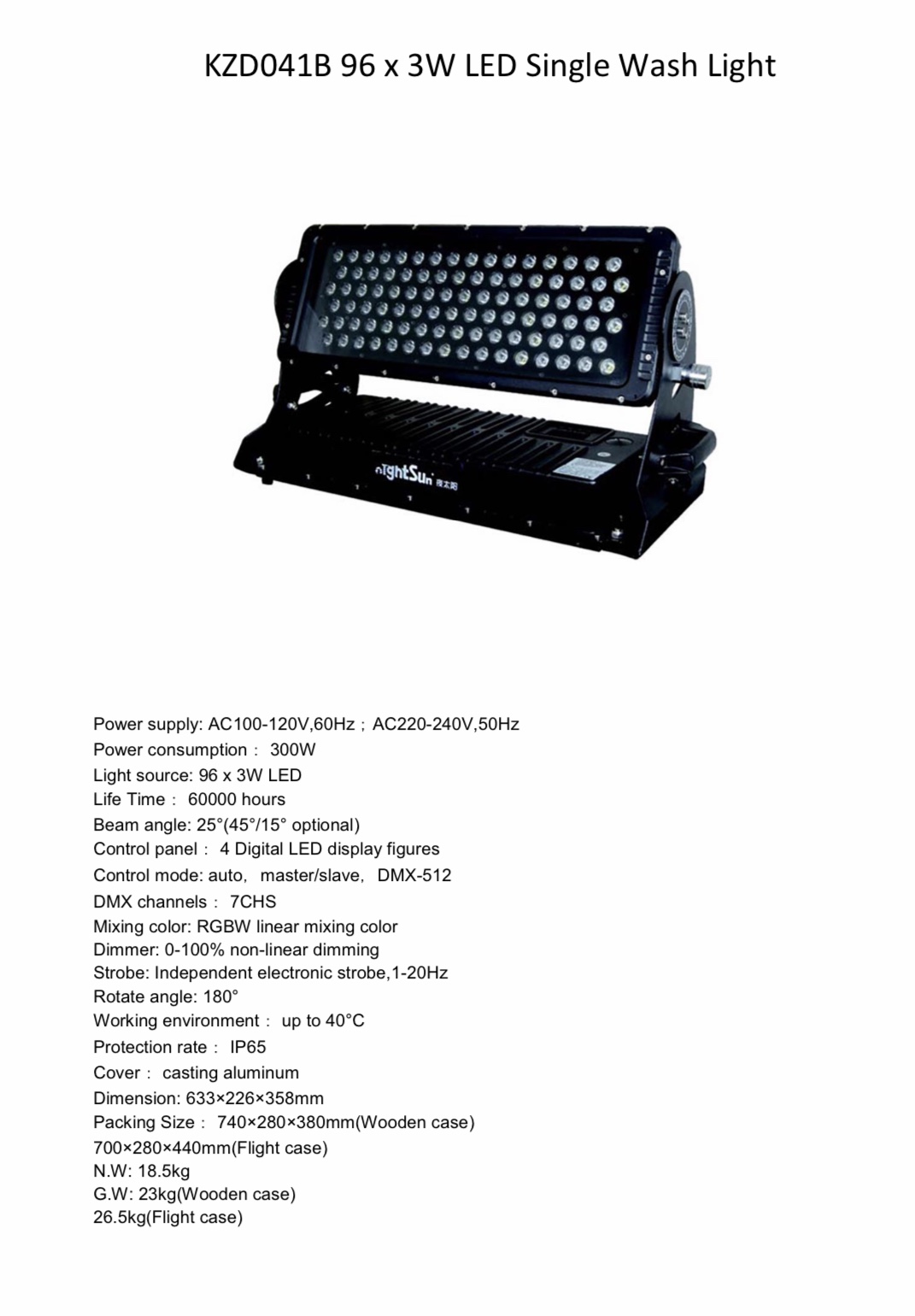 LED WASH LIGHT KZD041B ( 96x3w)