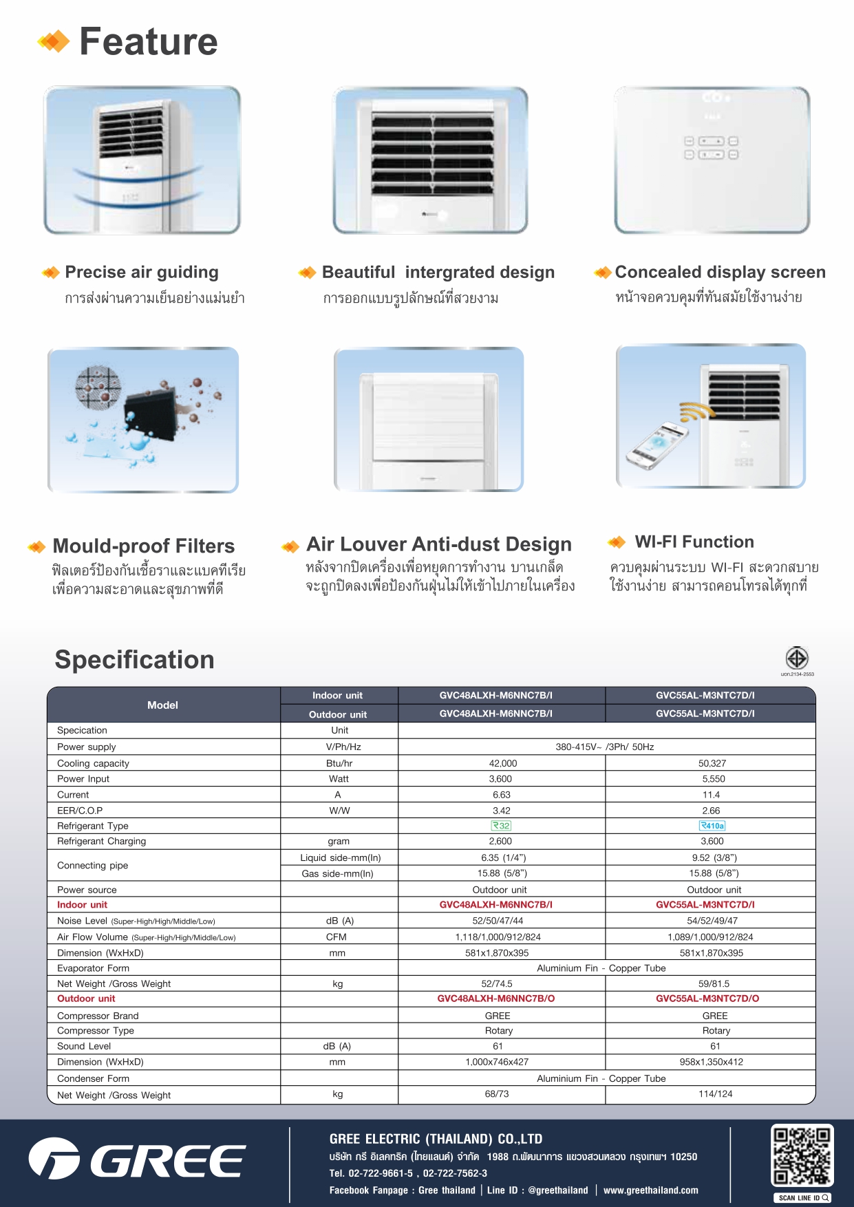 Catalog โบรชัวร์แอร์ GREE แอร์กรี แบบตู้ตั้งพื้น รีโมทมีสาย T-Fresh R32 ...