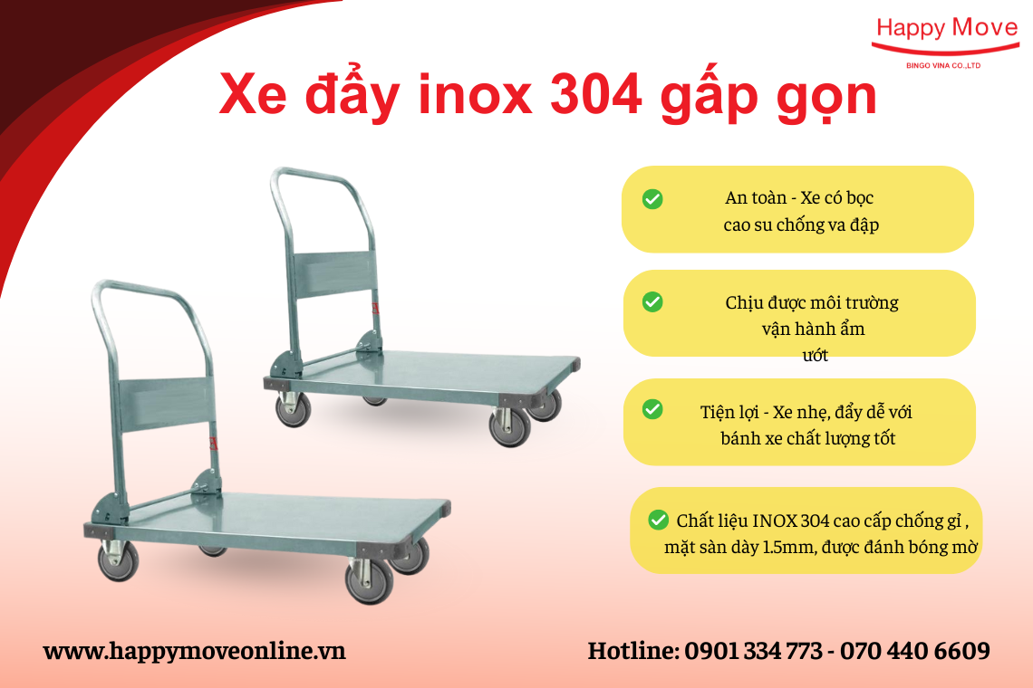 Xe đẩy inox gấp gọn