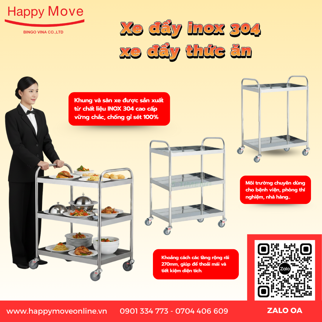Xe đẩy inox 304