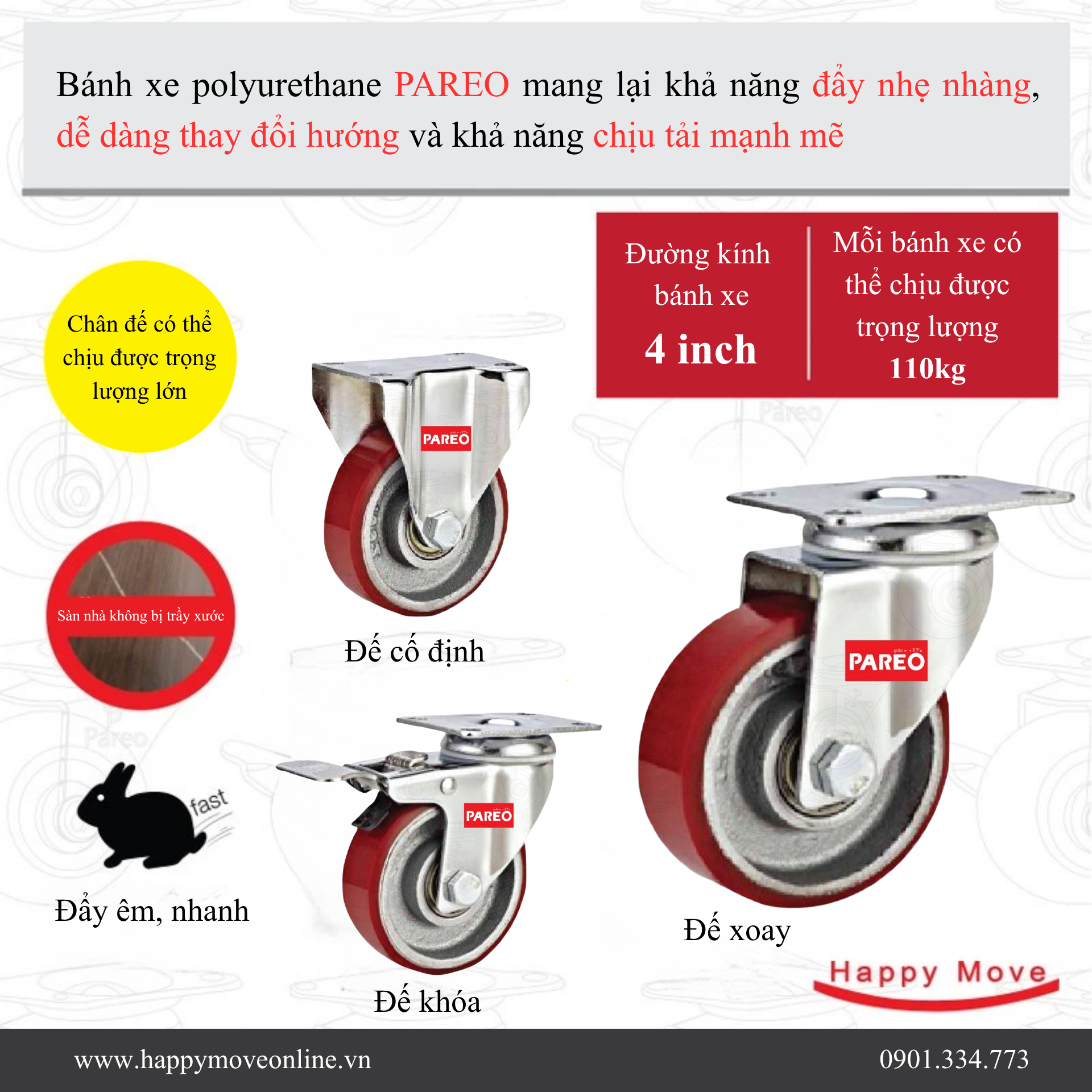 Bánh xe đẩy pu 