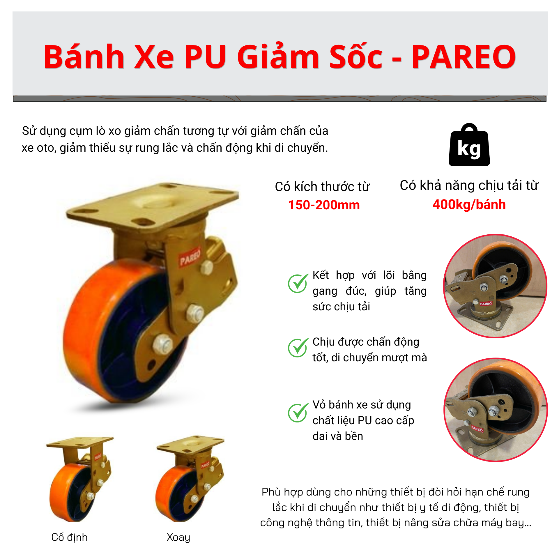BÁNH XE PU GIẢM SỐC