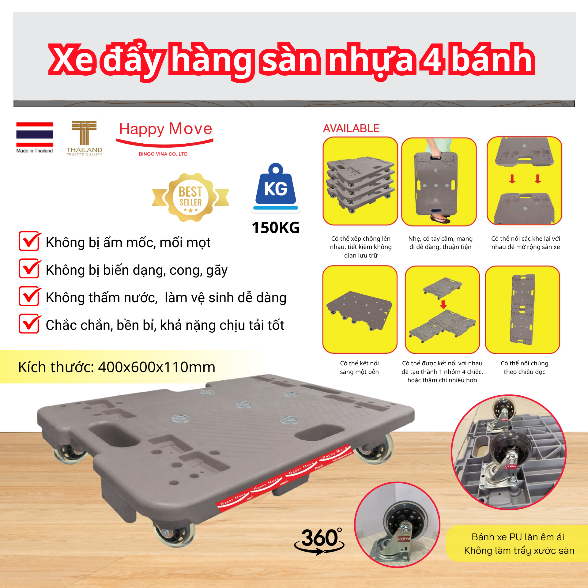 Xe đẩy không tay cầm