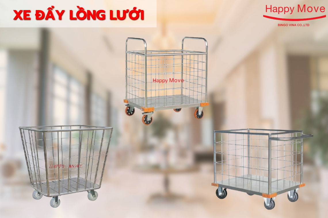 Xe đẩy lồng lưới thép