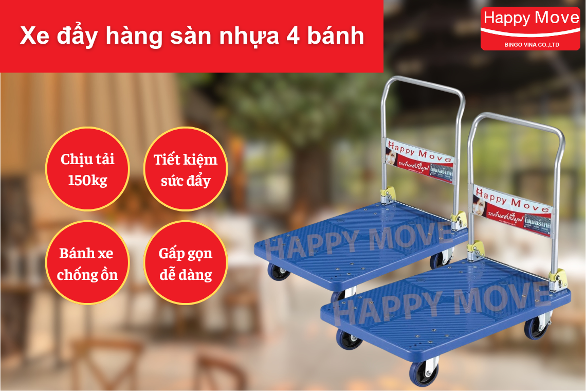 Xe đẩy hàng sàn nhựa 150kg