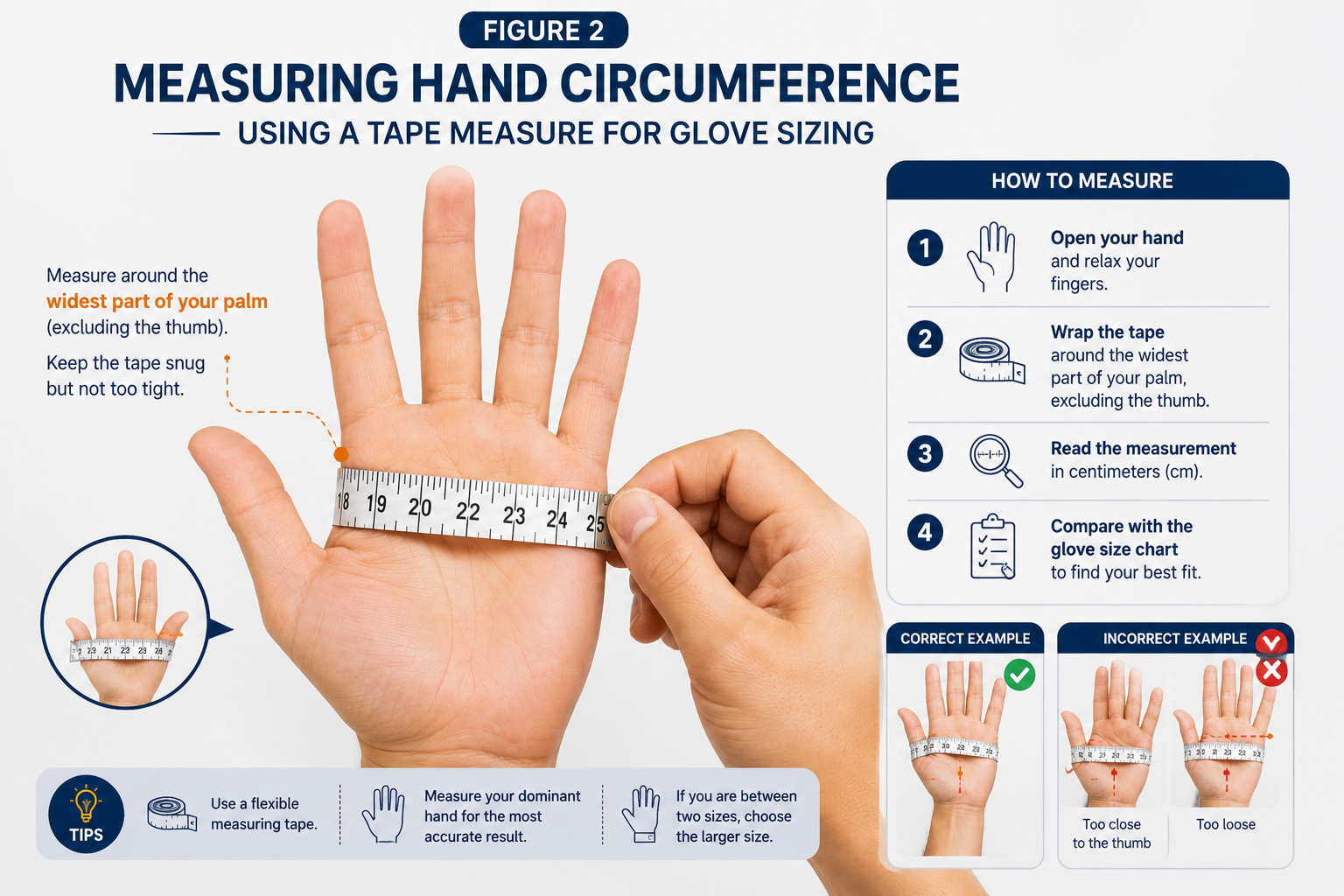 Industrial safety glove size chart for workplace safety