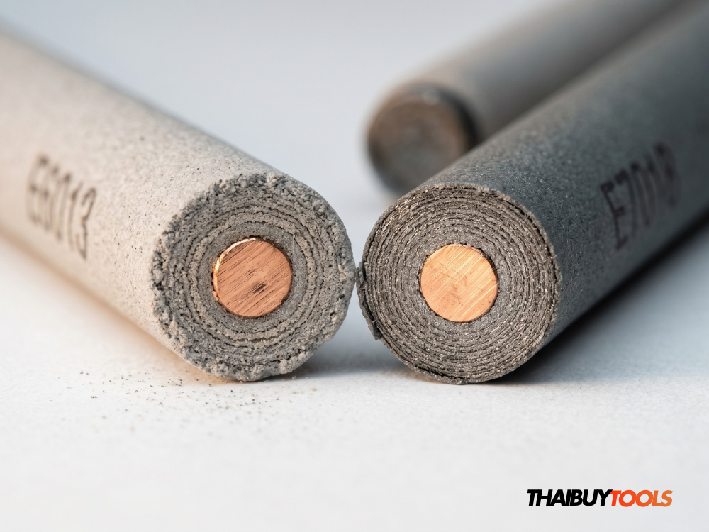 เปรียบเทียบลวดเชื่อม E7018 กับ E6013 โครงสร้างฟลักซ์ต่างกัน - ThaiBuyTools