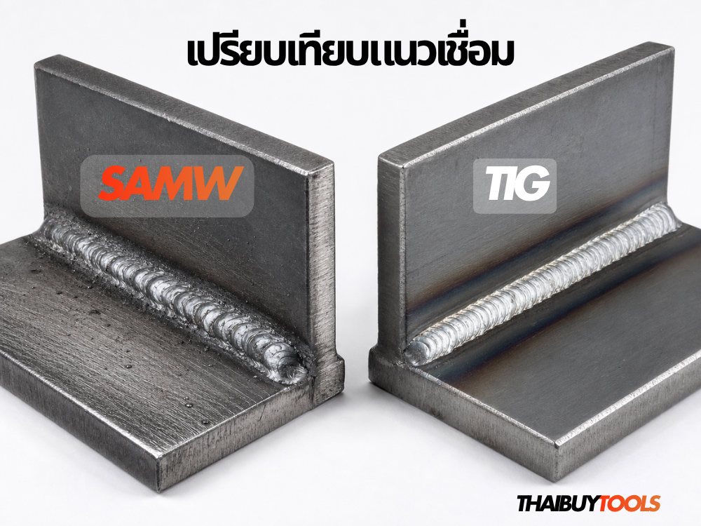 เปรียบเทียบแนวเชื่อม SMAW หลังเคาะสแลกกับแนวเชื่อม TIG