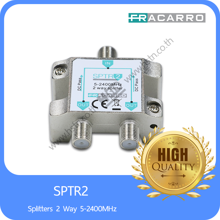 SPTR2 Fracarro Splitters 2 Way for TV and Satellite 5-2400MHz Standard EN 50083-4 & EN 50083-2: Class A