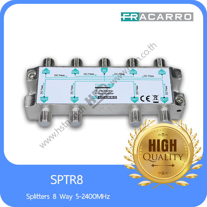 SPTR8 Fracarro Splitters 8 Way for TV and Satellite 5-2400MHz Standard EN 50083-4 & EN 50083-2: Class A
