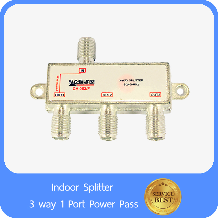 Indoor Splitter 3 way 1 Port Power Pass 