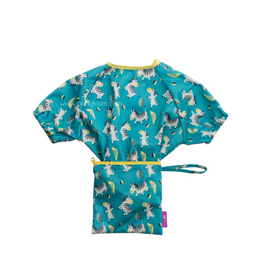 Tidy Tot cover and catch short sleeve bib (Green)