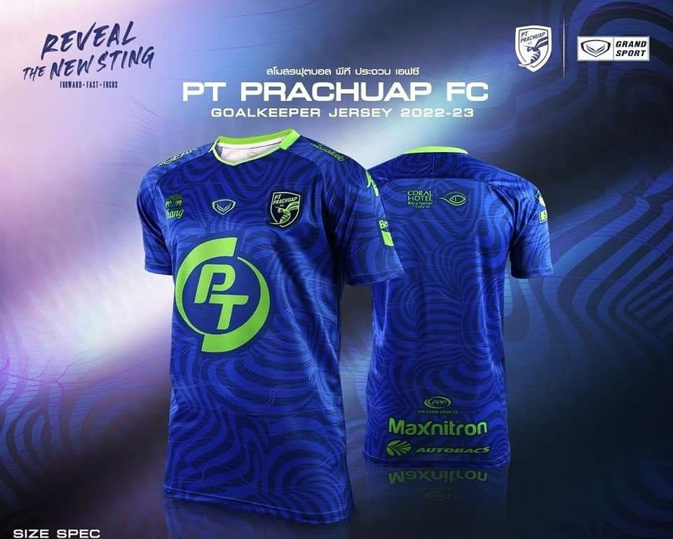 2022-23 PT Prachuap FC Thailand Football Soccer League Jersey Shirt Goalkeeper Blue - Player Edition
