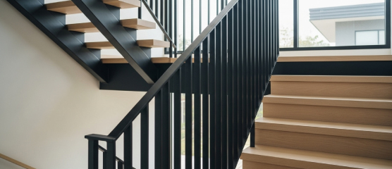 ดีไซน์ราวบันไดเหล็กสีดำในบ้านโมเดิร์น ดีไซน์ราวบันไดเหล็กสีดำในบ้านโมเดิร์น