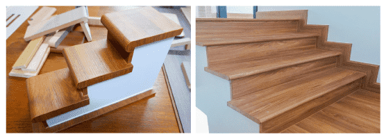 บันไดไม้ mdf ปิดผิวลามิเนต ตัวอย่างกับงานติดตั้งจริง