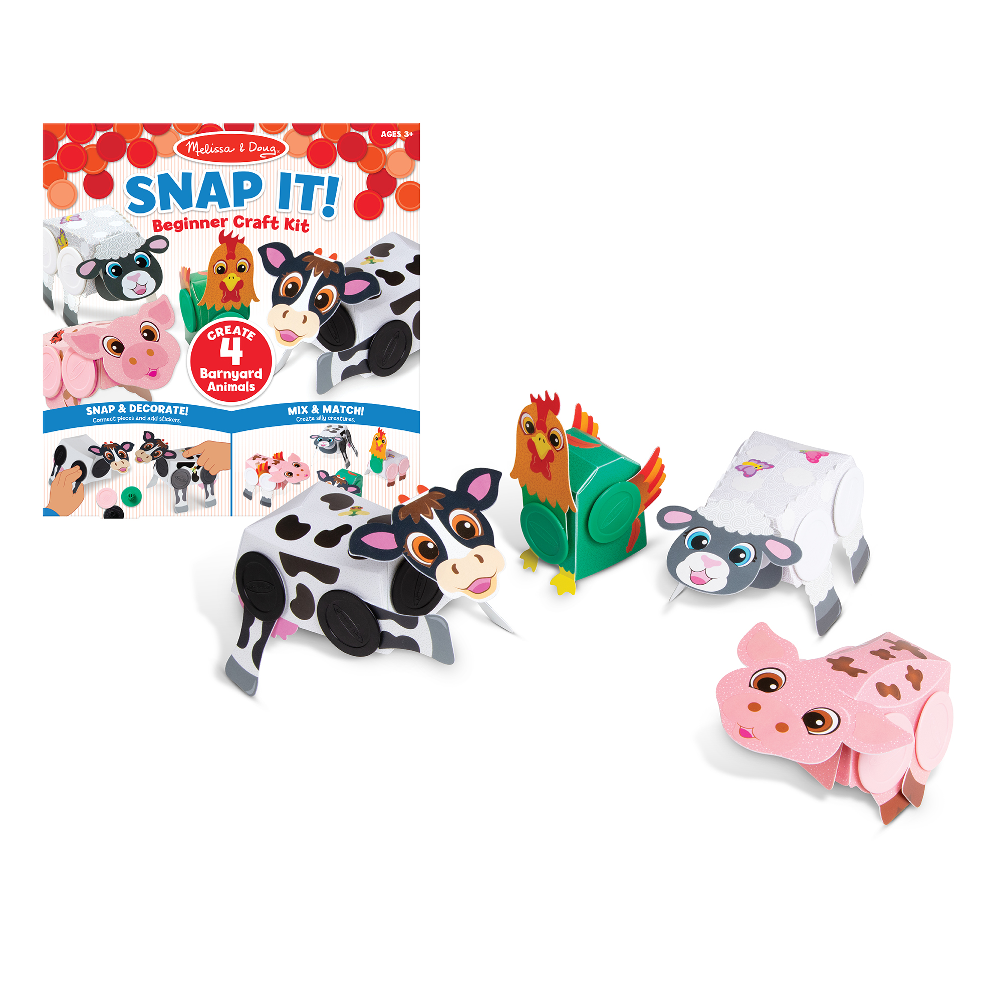 Melissa & Doug รุ่น 30196 Snap It! Beginner Craft Kit - Barnyard Animals ชุด DIY ประดิษฐ์สัตว์ด้วย Snap-it ทุกอย่างจะลงล๊อก สแน๊บเข้ารู